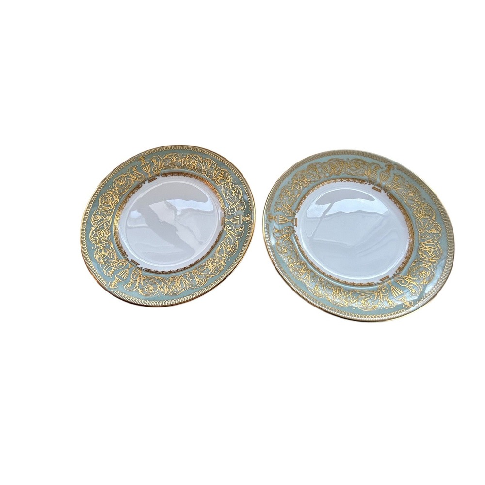 Royal Worcester‎ 1966 Balmoral Green Tea Plates x2